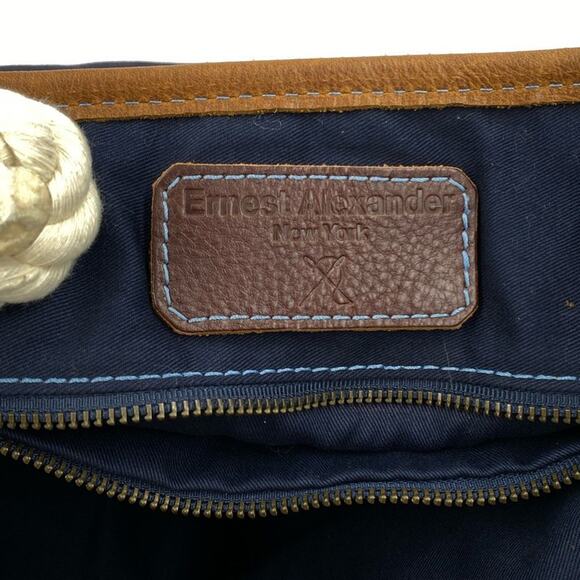 Ernest Alexander Navy Canvas Large Tote Bag Leather Rope Handles made in USA - Picture 11 of 11
